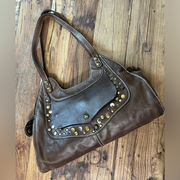 Patricia Nash Handbags - Patricia Nash brown 100% leather handbag purse ergo satchel stud rivets brown